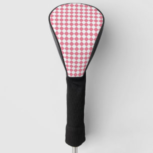 Pink White Checker Diamond Pattern Golf Head Cover