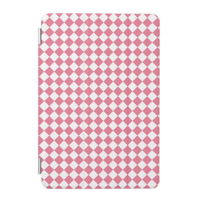 Pink White Checker Diamond Pattern iPad Mini Cover (Front)