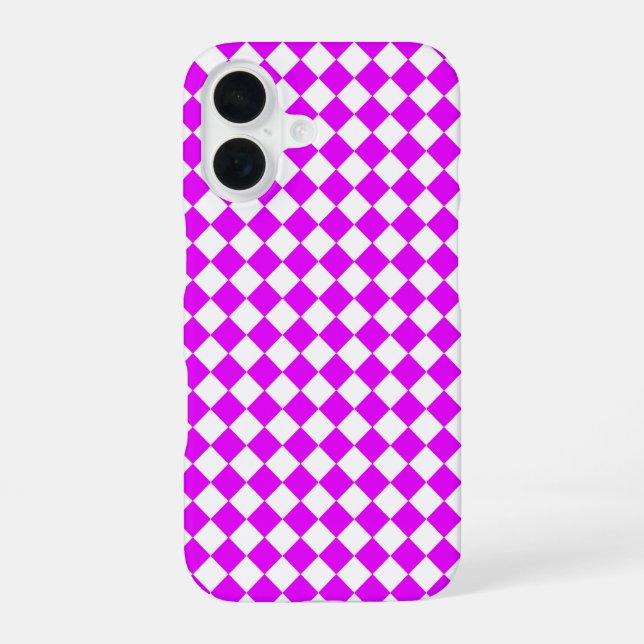 Pink White Checker Diamond Pattern Iphone Case (Back)