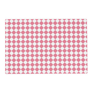 Pink White Checker Diamond Pattern Laminated Placemat