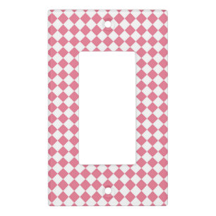 Pink White Checker Diamond Pattern Light Switch Cover