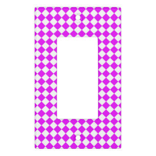 Pink White Checker Diamond Pattern Light Switch Cover