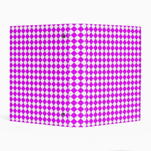 Pink White Checker Diamond Pattern Mini Binder