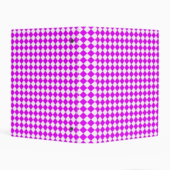 Pink White Checker Diamond Pattern Mini Binder (Background)