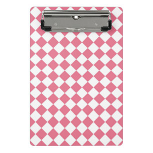 Pink White Checker Diamond Pattern Mini Clipboard