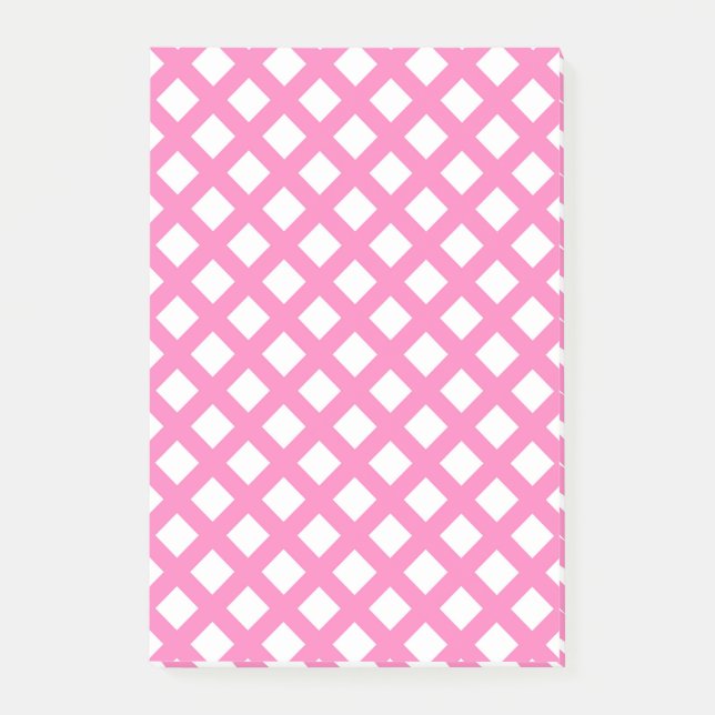 Pink White Checker Diamond Pattern Post-it Notes (Front)