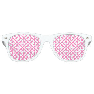 Pink White Checker Diamond Pattern Retro Sunglasses
