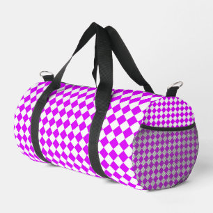 Pink White Checker Diamond Pattern Small Duffle Bag