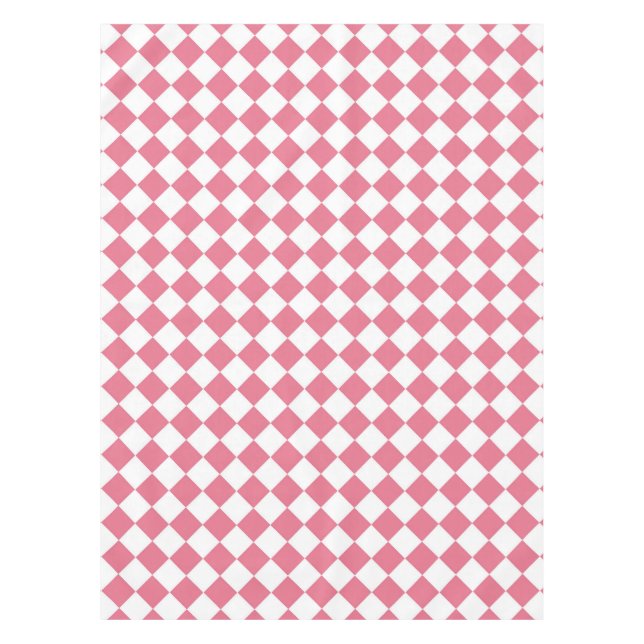 Pink White Checker Diamond Pattern Tablecloth (Front)