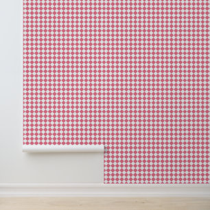 Pink White Checker Diamond Pattern Wallpaper