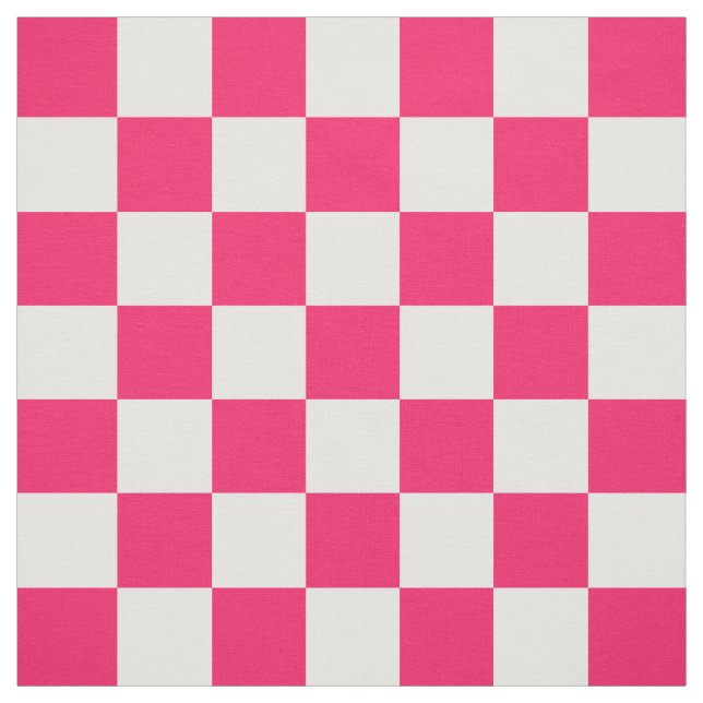 Pink White Checker Pattern Textile Fabric (Swatch)