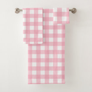 Pink & White Checkerboard Bath Towel Set