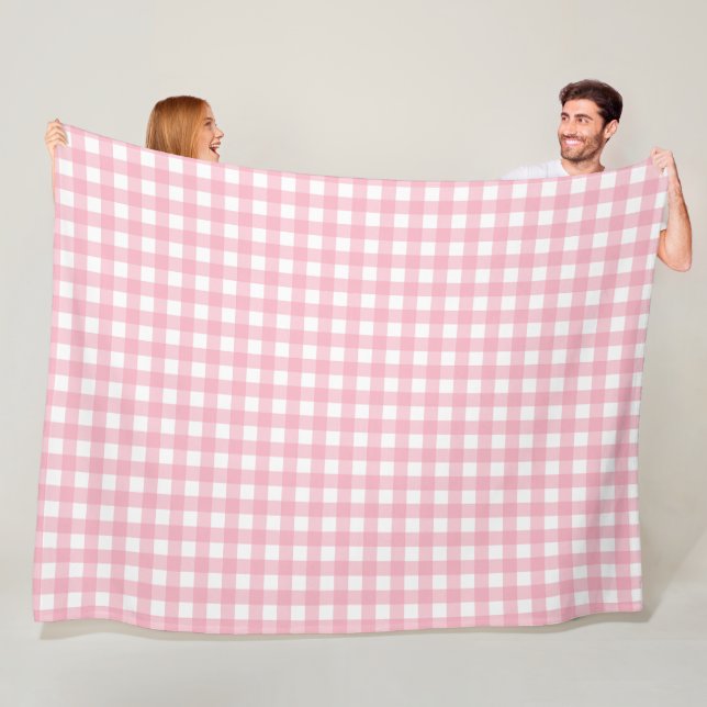 Pink & White Checkerboard Fleece Blanket (In Situ)