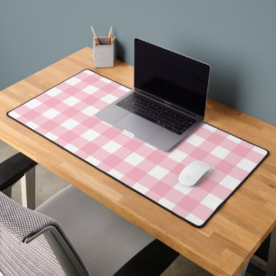Pink & White Checkerboard Pattern Desk Mat