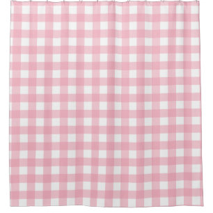 Pink & White Checkerboard Pattern Shower Curtain