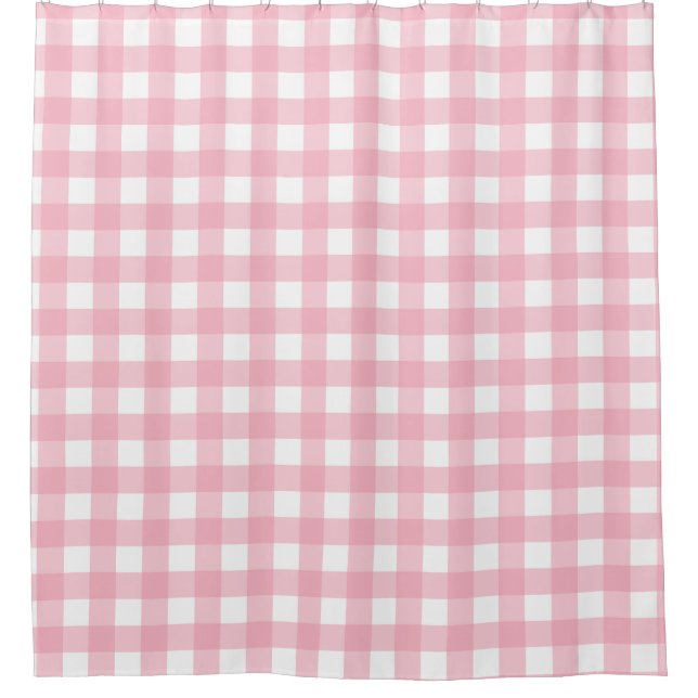 Pink & White Checkerboard Pattern Shower Curtain (Front)