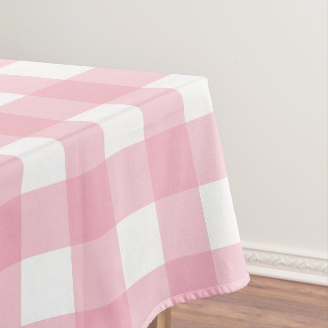 Pink & White Checkerboard Pattern Tablecloth (In Situ)