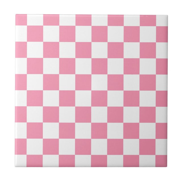 Pink white checkerboard pattern tile (Front)