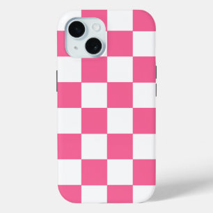 Pink White Checkered Check iPhone Case
