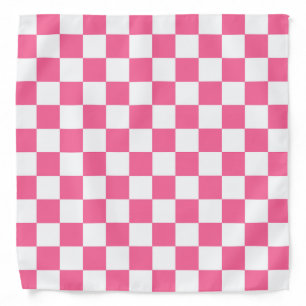 Pink White Checkered Check Pattern Bandana