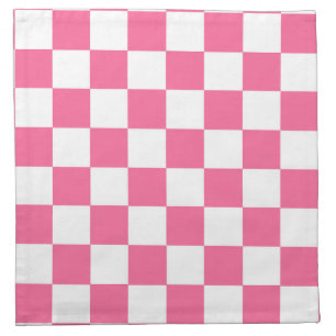 Pink White Checkered Check Pattern Cloth Napkin