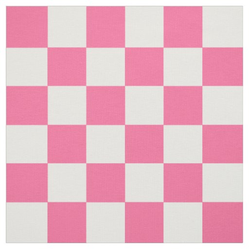 Pink White Checkered Check Pattern Fabric