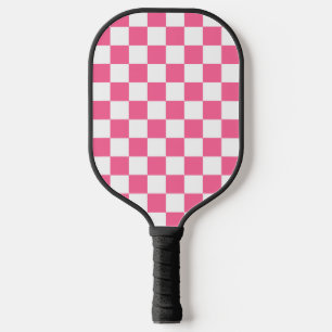 Pink White Checkered Check Pattern Pickleball Paddle