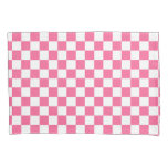 Pink White Checkered Check Pattern Pillow Case