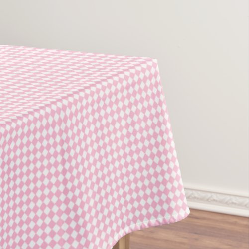 Pink White Checkered Checks Pattern Modern Stylish Tablecloth