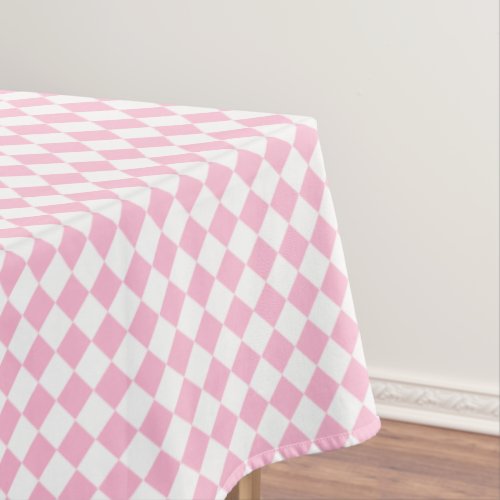 Pink White Checkered Kids Room Decor Baby Shower Tablecloth