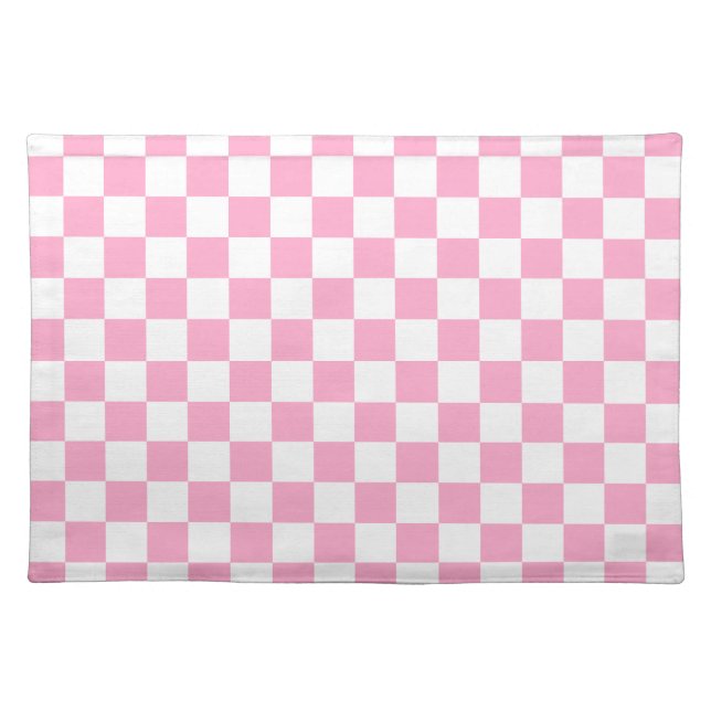 Pink White checkered - Placemat (Front)