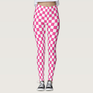 Pink & White Checkered Spandex Leggings