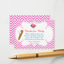 Pink & White Chevron Baseball Baby Book Request Enclosure Card