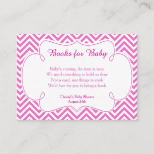 Pink & White Chevron Baseball Baby Book Request Enclosure Card