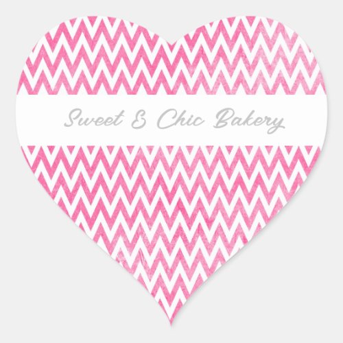 Pink White Chevron  Heart Sticker