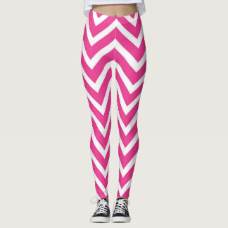 Pink & White Chevron Leggings