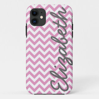 Pink White Chevron Pattern iPhone 11 Case