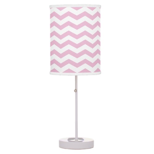 Pink  White Chevron Pattern Table Lamp