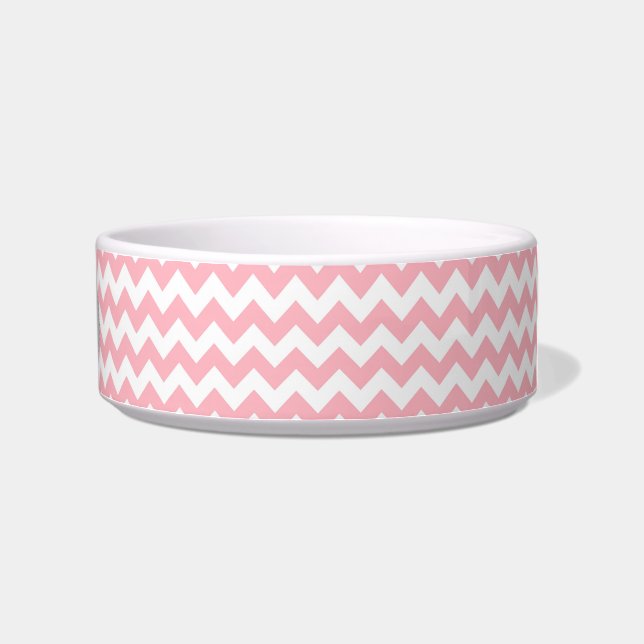 Pink White Chevron Zig-Zag Pattern Bowl (Right)