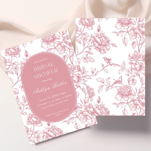 Pink White Chinoiserie Bridal Shower Invitation (Creator Uploaded)