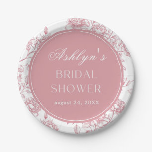 Pink White Chinoiserie Bridal Shower Paper Plates