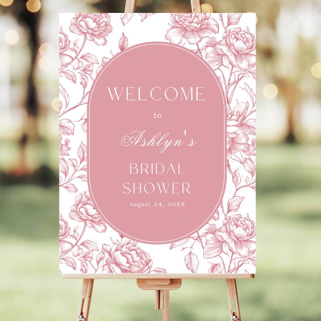 Pink White Chinoiserie Bridal Shower Welcome Sign (Creator Uploaded)