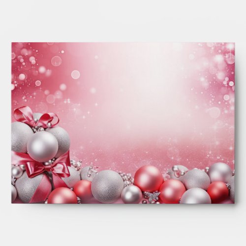 Pink White Christmas Balls Envelope