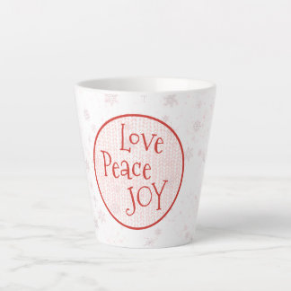Pink & White Christmas Holiday Love Peace Joy  Latte Mug