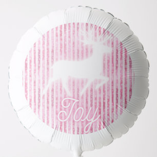 Pink & White Christmas Joy Reindeer Balloon