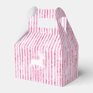 Pink & White Christmas Joy Reindeer Favor Boxes