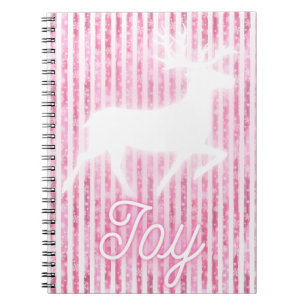 Pink & White Christmas Joy Reindeer Notebook