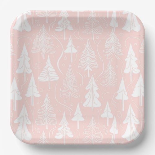 Pink White Christmas Pattern6 ID1009 Paper Plates
