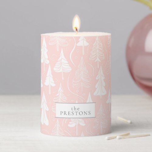 Pink White Christmas Pattern6 ID1009 Pillar Candle