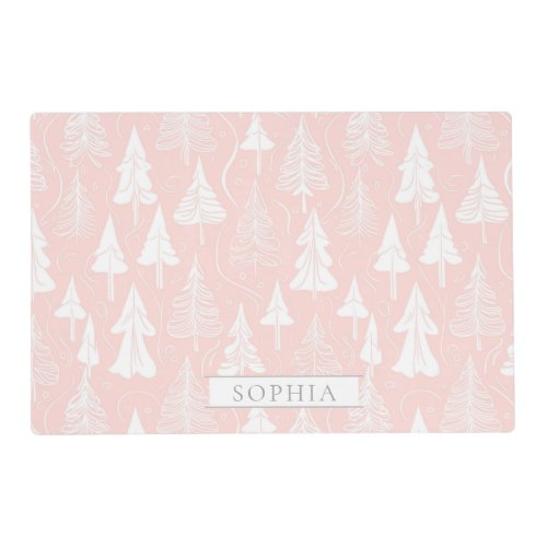 Pink White Christmas Pattern6 ID1009 Placemat